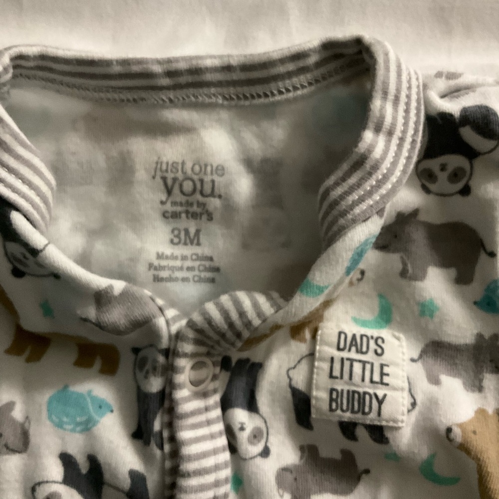 Carter's Teal, Blue, and Beige Footies Set Size 3 Months - Picture 3 of 11